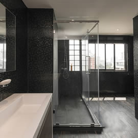 Black Tiled Bathroom North London 