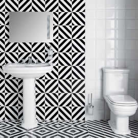 Small Black and White tiled bathroom  London 